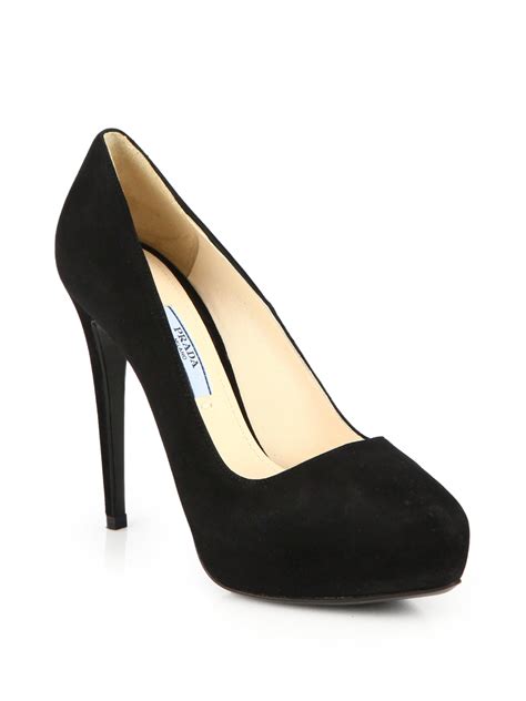 prada black suede block heel pump|prada slingback pumps.